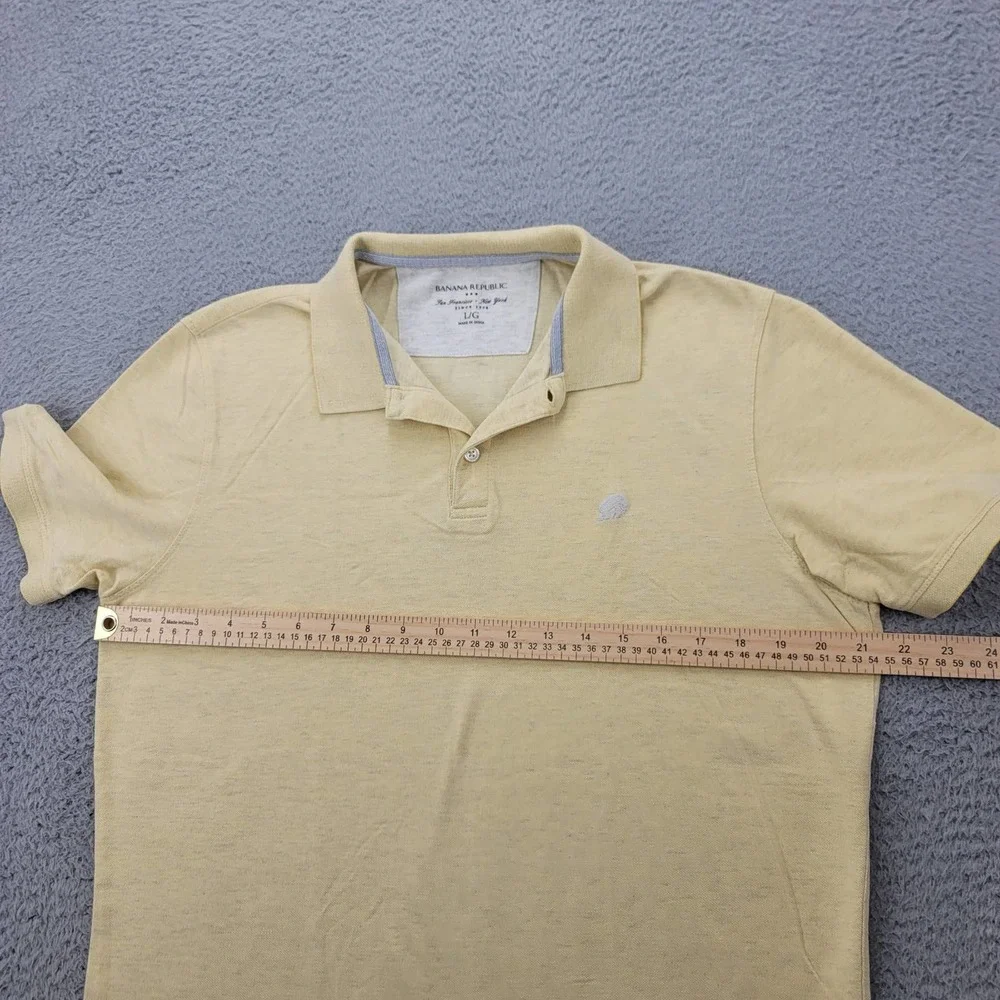 Banana Republic Shirt Mens Large Yellow Polo Golf‎ Short Sleeve Classiccore Logo